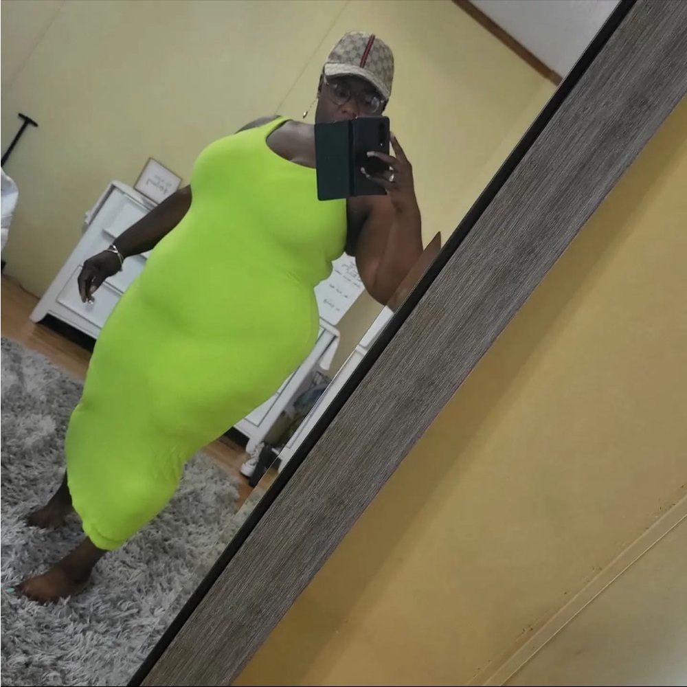 Neon Green Midi Dress